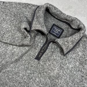 Abercrombie & Fitch Quarter Zip Jacket Men's M Gray Fleece Pullover Pockets